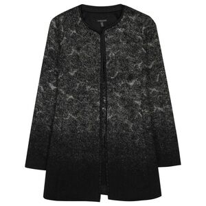 Eileen Fisher Oversized Sprinkle Open Felted Wool Silk Coat Grey/Black S/M